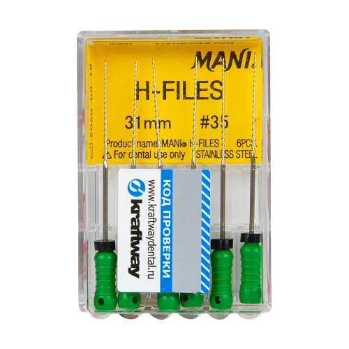 H-Files 31 мм №35 корневой бурав ручной (6 шт) MANI