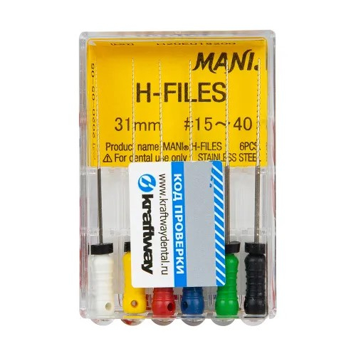 H-Files 31 мм №15-40 корневой бурав ручной (6 шт) MANI