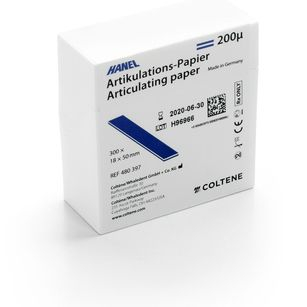 Артикуляционная бумага COLTENE Articulating Paper 200 мкм Синяя двусторонняя 300 листов(18х50мм)