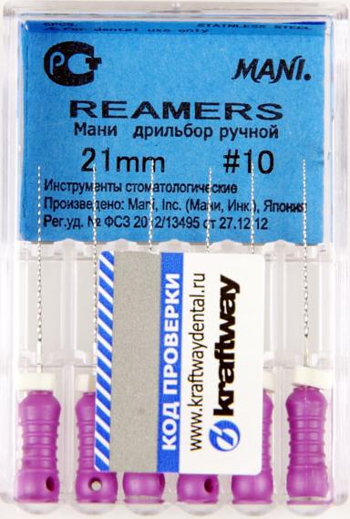 Reamers Mani 21мм №10. Дрильборы ручные (уп./6 шт.)