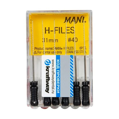 H-Files 31 мм №40 корневой бурав ручной (6 шт) MANI