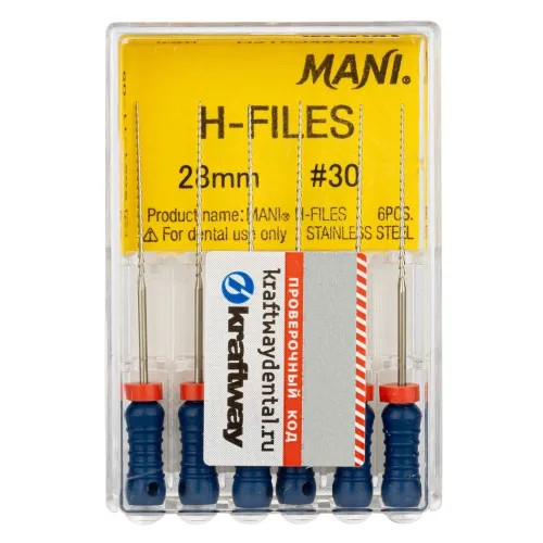 H-Files 28 мм №30 корневой бурав ручной (6 шт) MANI