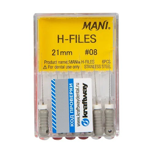H-Files 21 мм №08 корневой бурав ручной (6 шт) MANI