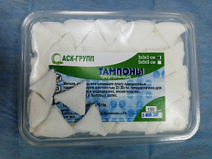 Тампоны (3 х 3 х 3 см) треугольные нестерильные марлевые, (