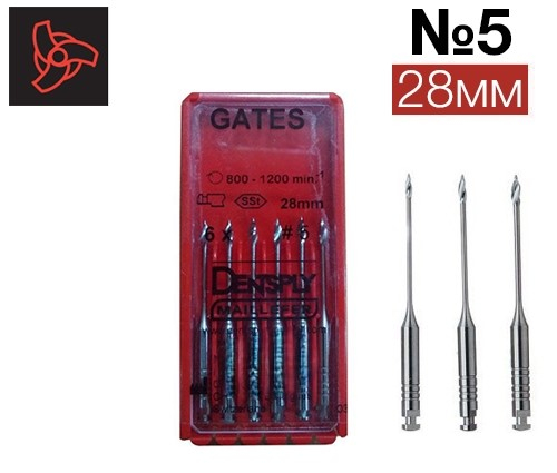 Gates drills 28мм №5 (6шт.) - развертка для вскрытия устья каналов, Maillefer